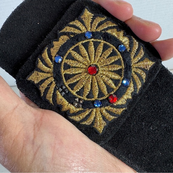 Vintage  80s Rare Dino Valiano Black Gold Adjustable Snap Belt Size 38 - Picture 10 of 13